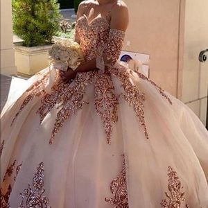Mori Lee Vizcaya 89255 rose gold quinceanera dress